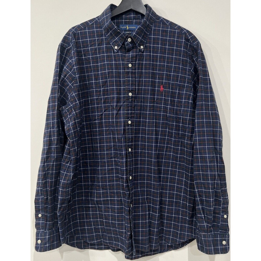 Polo Ralph Lauren Shirt Mens 2XL Plaid Classic Fit Long Sleeve Button Down